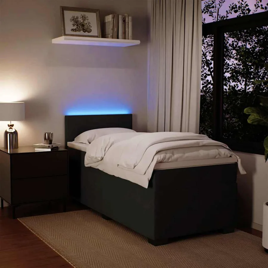 Sommier à lattes de lit avec matelas noir 90x190 cm simple velours - 4