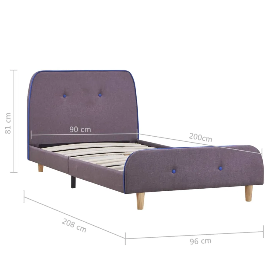 Cadre de lit sans matelas taupe tissu 90x200 cm - 6