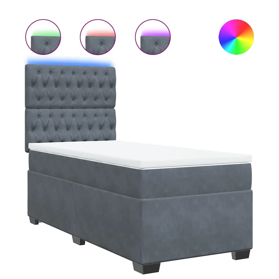 Sommier à lattes de lit et matelas Gris foncé 80x200 cm Velours - 2