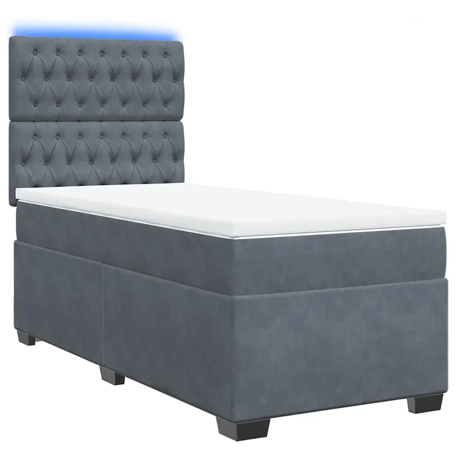 Sommier à lattes de lit et matelas Gris foncé 80x200 cm Velours - 3