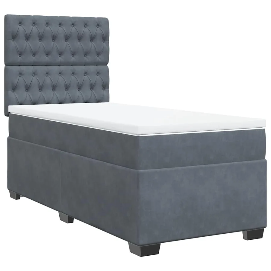Sommier à lattes de lit et matelas Gris foncé 80x200 cm Velours - 6
