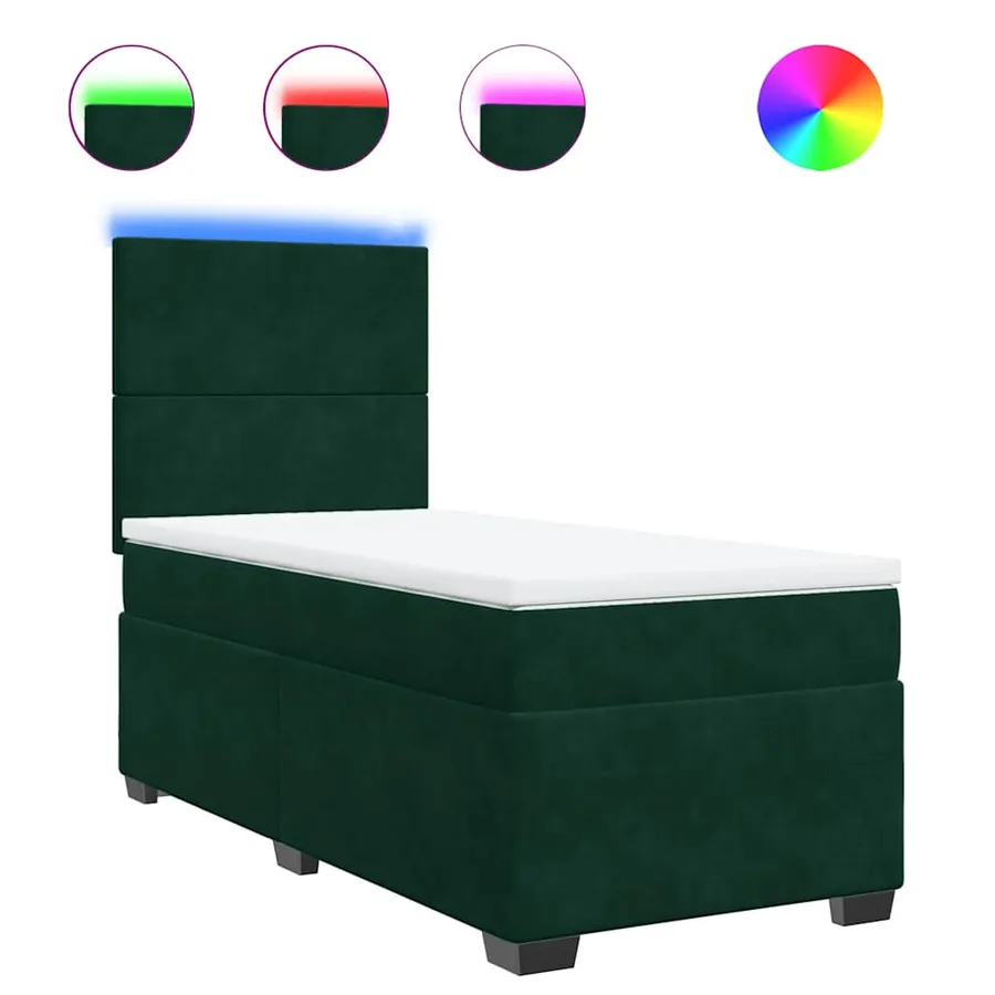 Sommier à lattes de lit avec matelas Vert foncé 90x190 cm - 2