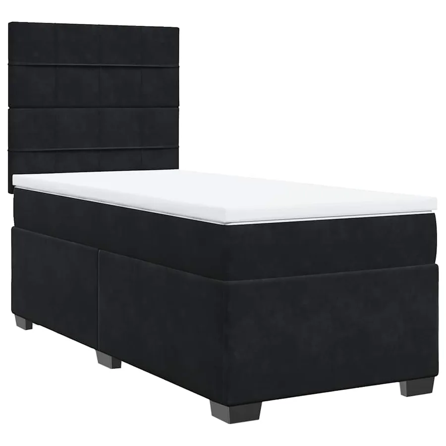 Sommier à lattes de lit avec matelas Noir 90x190 cm Velours - 6