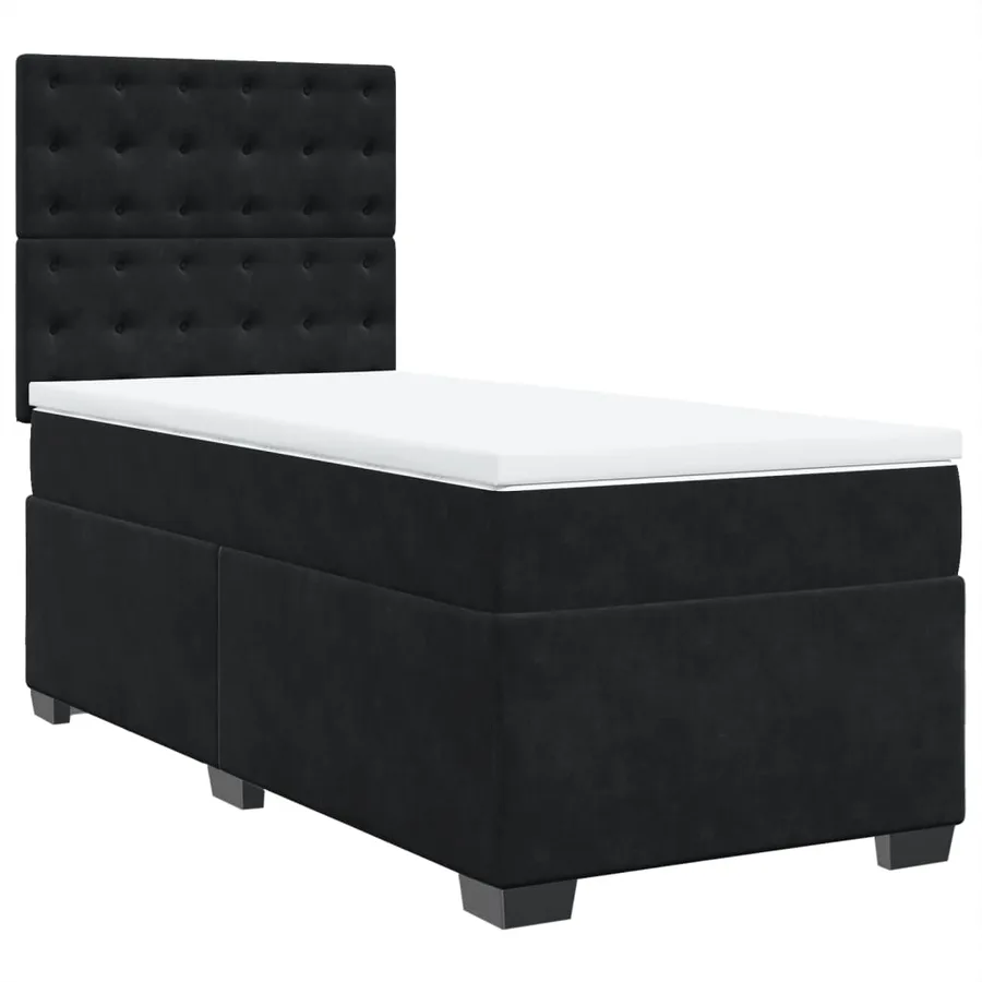 Sommier à lattes de lit avec matelas Noir 90x190 cm Velours - 2