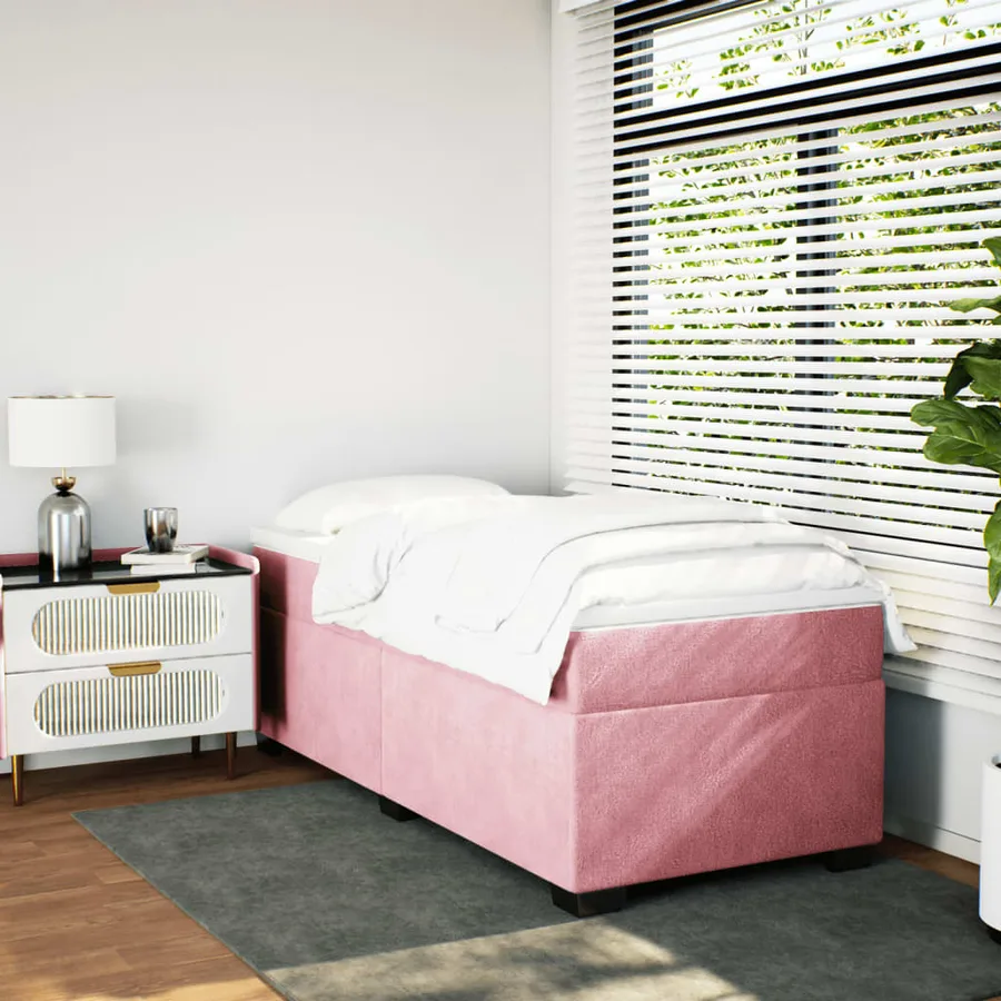 Sommier à lattes de lit avec matelas Rose 90x190 cm Velours - 3