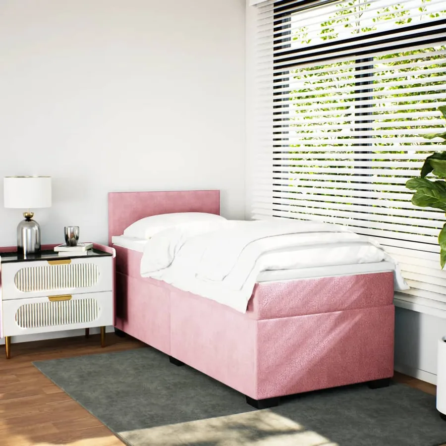 Sommier à lattes de lit avec matelas Rose 90x190 cm Velours - 3