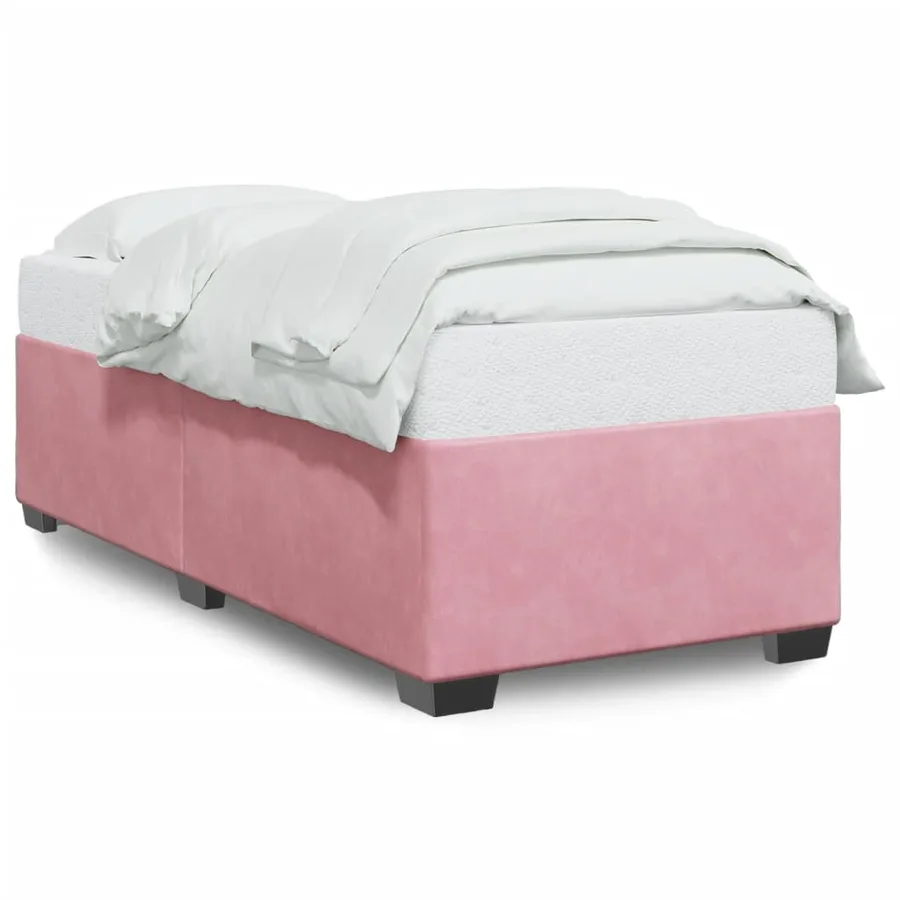 Cadre de lit sans matelas rose 90x190 cm velours - 2