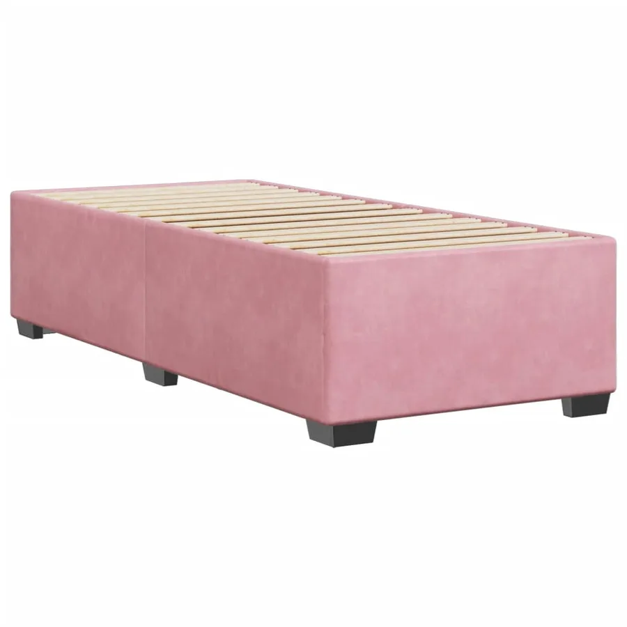 Cadre de lit sans matelas rose 90x190 cm velours - 3