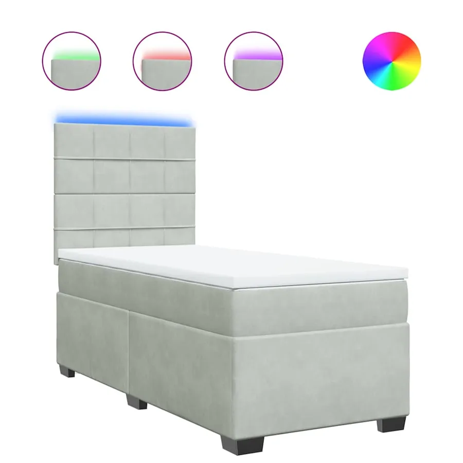 Sommier à lattes de lit et matelas Gris clair 80x200 cm Velours - 2