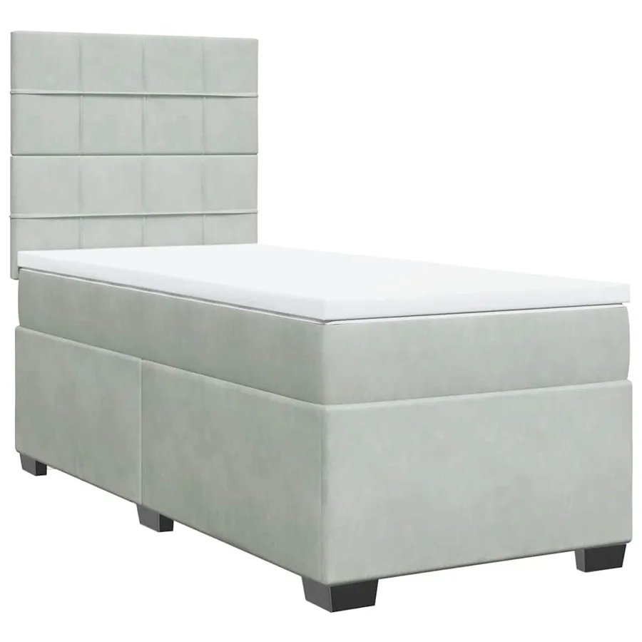 Sommier à lattes de lit et matelas Gris clair 80x200 cm Velours - 6