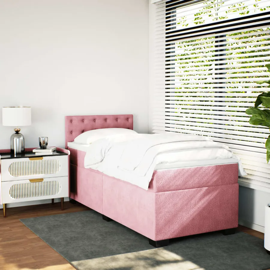 Sommier à lattes de lit avec matelas Rose 90x190 cm Velours - 5