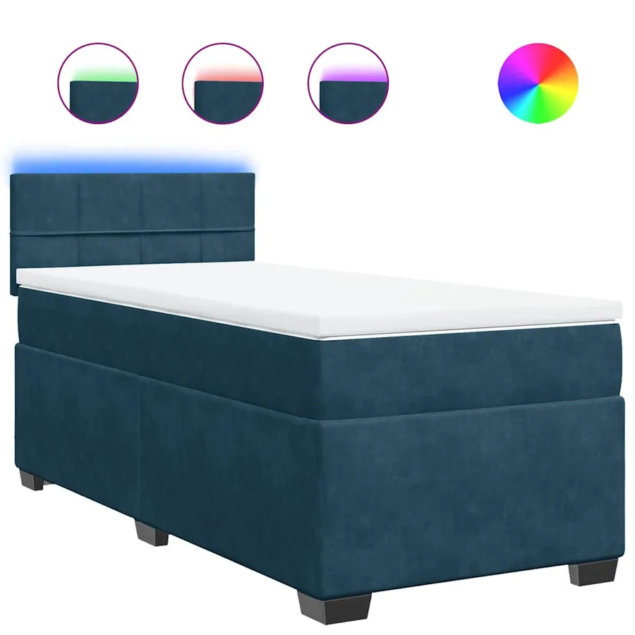 Sommier à lattes de lit avec matelas bleu 80x200 cm velours - 2