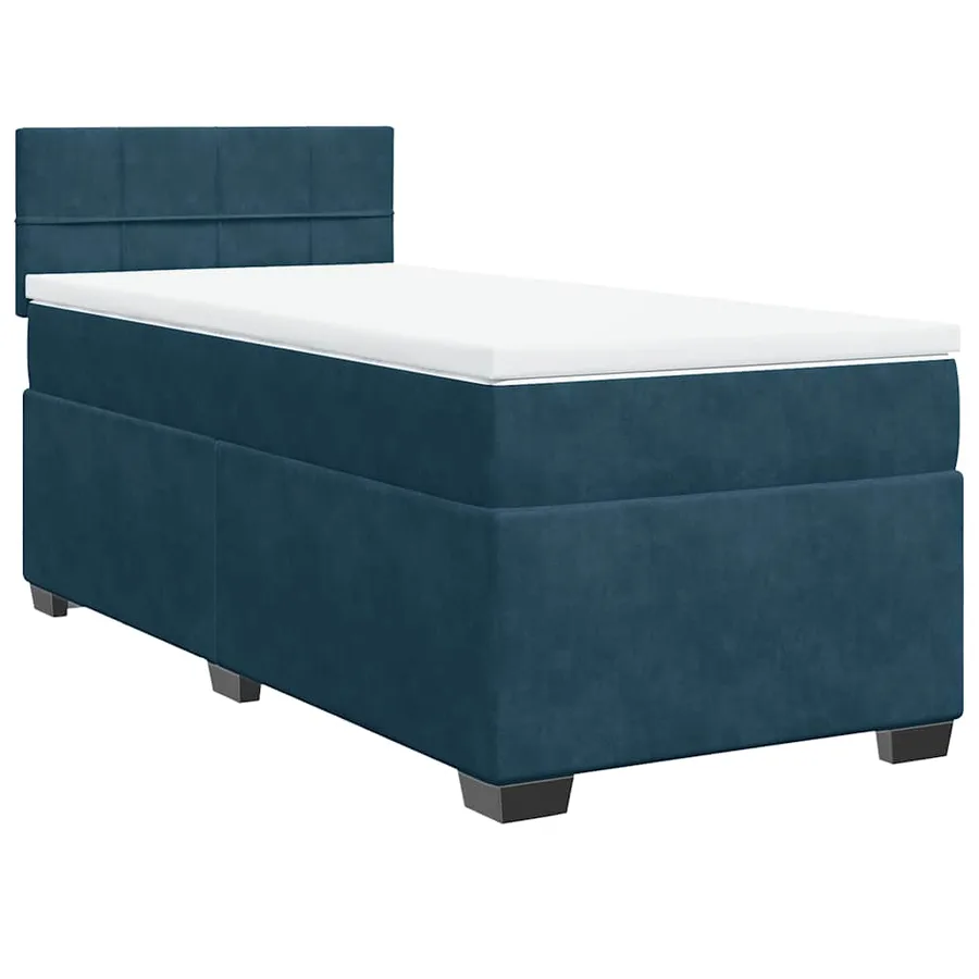 Sommier à lattes de lit avec matelas bleu 80x200 cm velours - 3