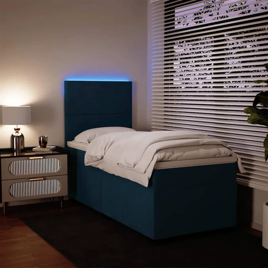 Sommier à lattes de lit avec matelas bleu 80x200 cm velours - 5