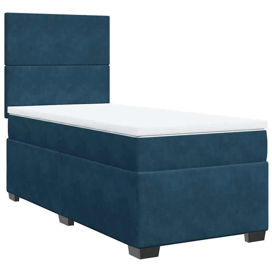 Sommier à lattes de lit avec matelas bleu 80x200 cm velours - 6
