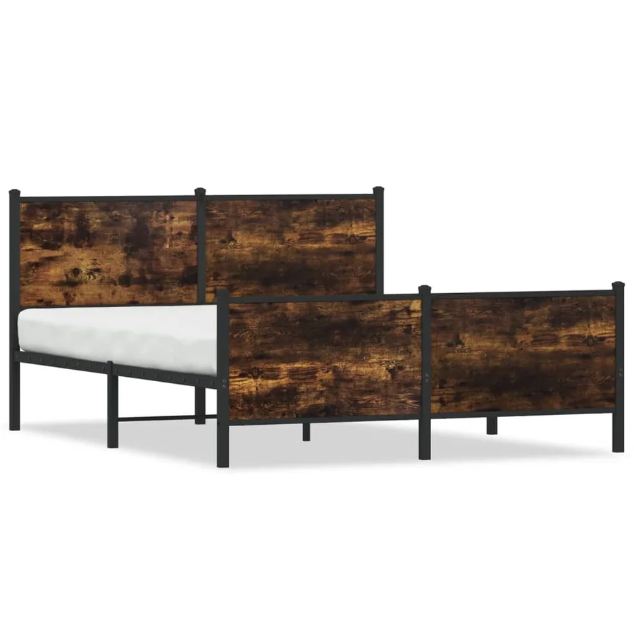 Cadre de lit en métal sans matelas chêne fumé 160x200 cm - 2