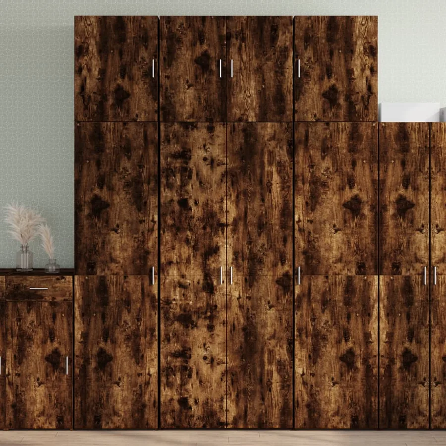 Buffet haut chêne fumé 80x42,5x249 cm bois d'ingénierie