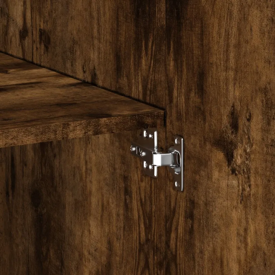 Buffet haut chêne fumé 80x42,5x249 cm bois d'ingénierie - 10