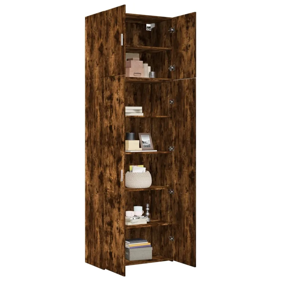 Buffet haut chêne fumé 80x42,5x249 cm bois d'ingénierie - 3