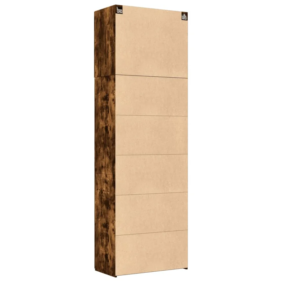 Buffet haut chêne fumé 80x42,5x249 cm bois d'ingénierie - 8