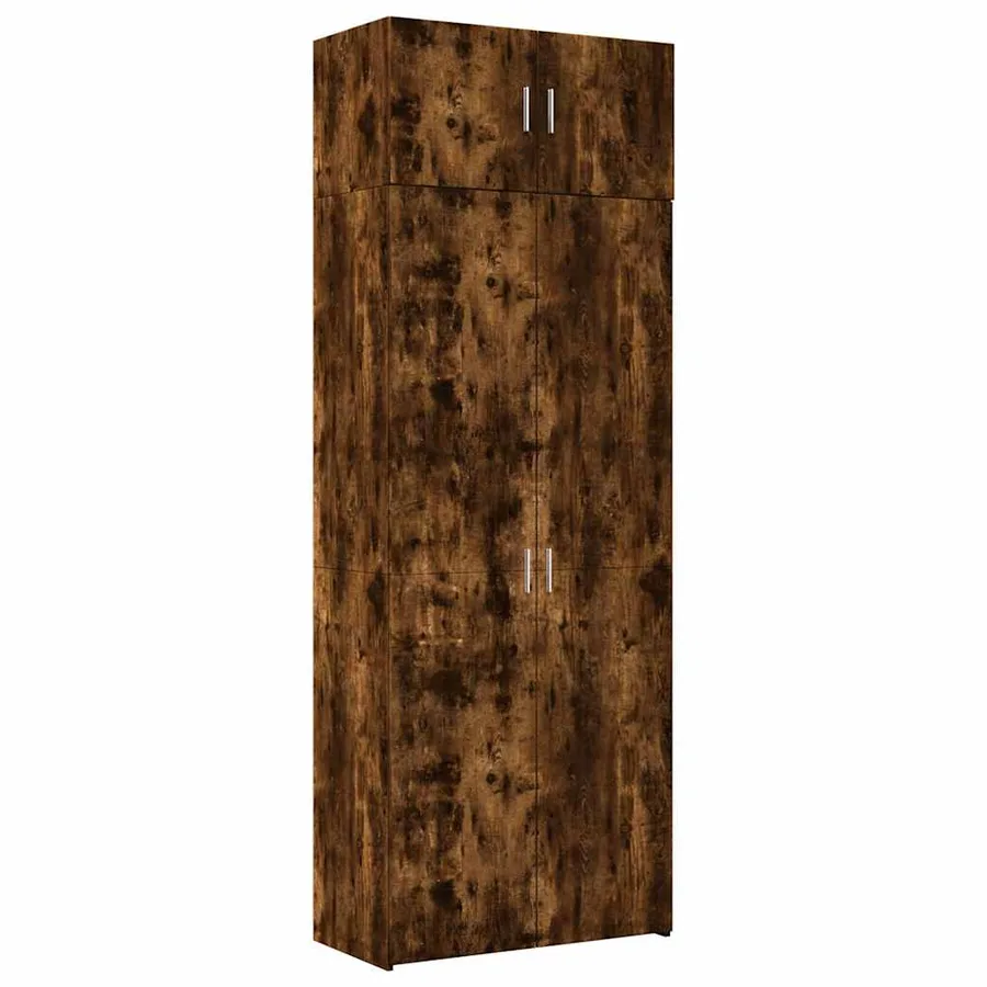 Armoire de rangement chêne fumé 80x42,5x225cm bois d'ingénierie - 2