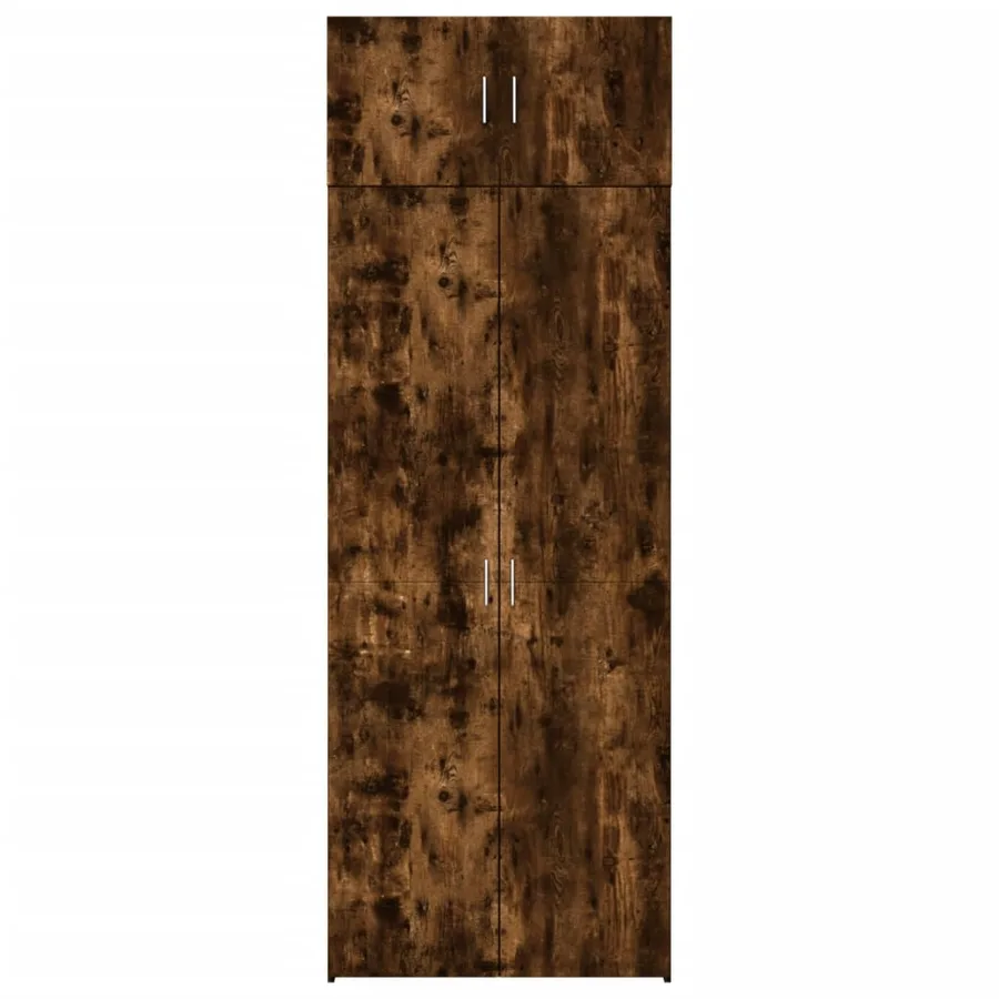 Armoire de rangement chêne fumé 80x42,5x225cm bois d'ingénierie - 4