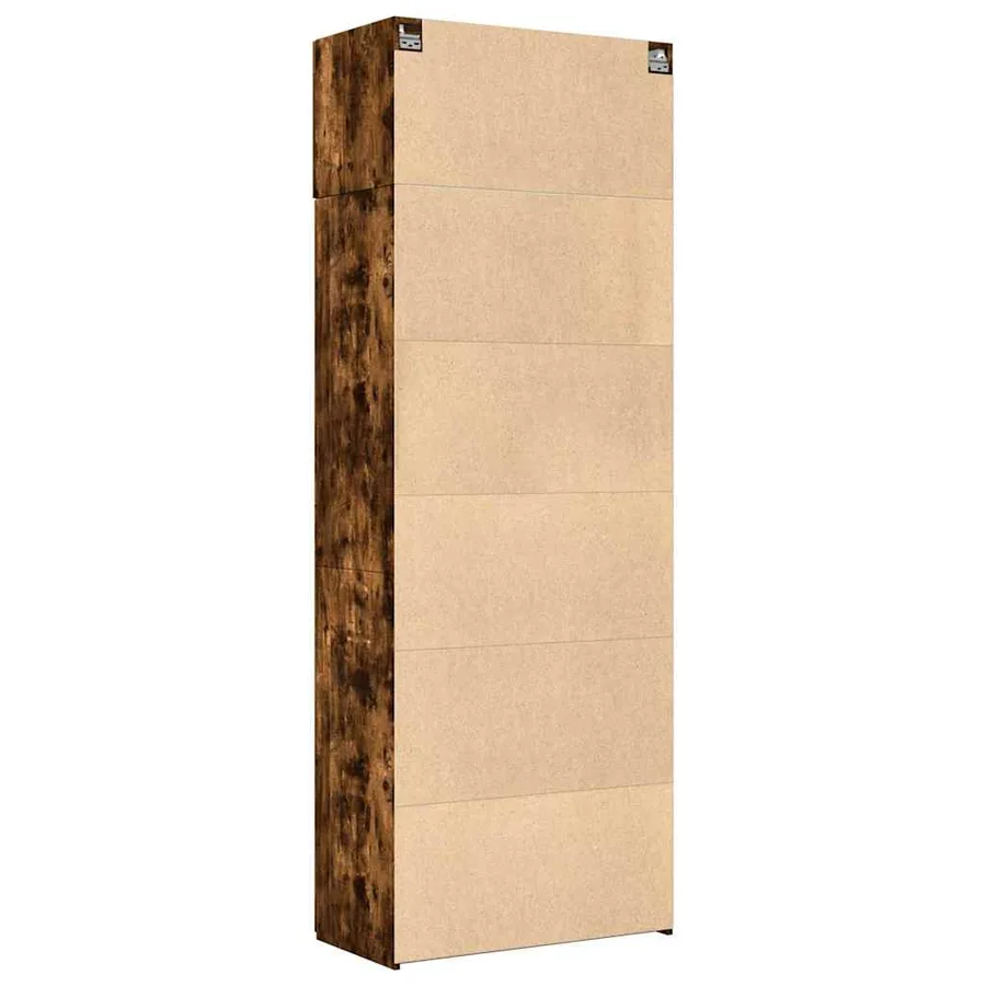 Armoire de rangement chêne fumé 80x42,5x225cm bois d'ingénierie - 8