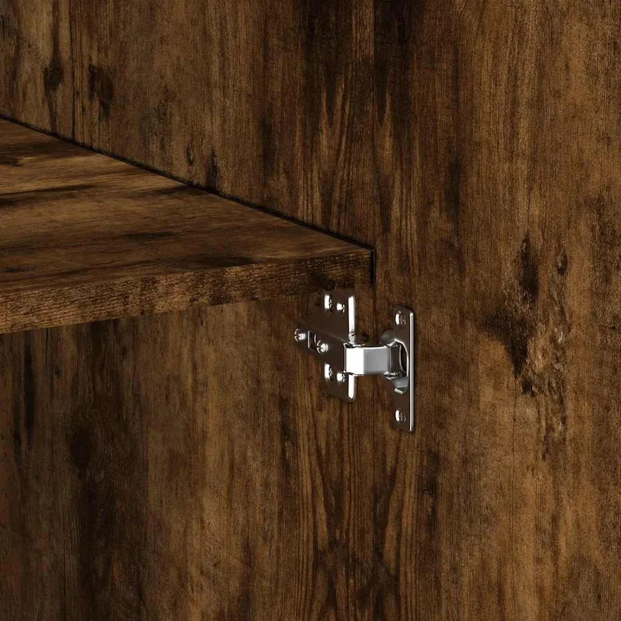 Armoire de rangement chêne fumé 80x42,5x225cm bois d'ingénierie - 9