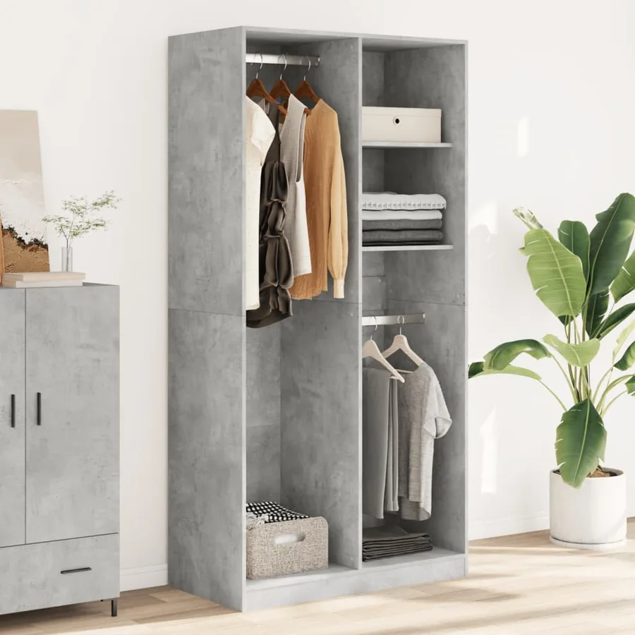 Garde-robe Gris béton 100x50x200 cm Aggloméré - 3