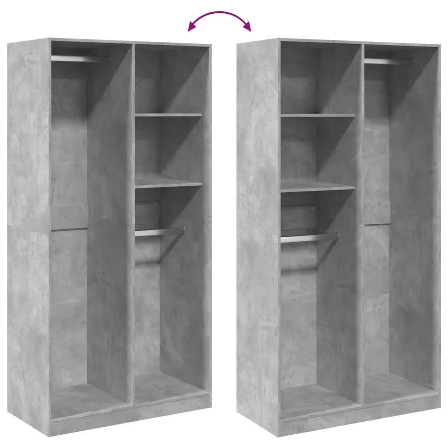 Garde-robe Gris béton 100x50x200 cm Aggloméré - 7