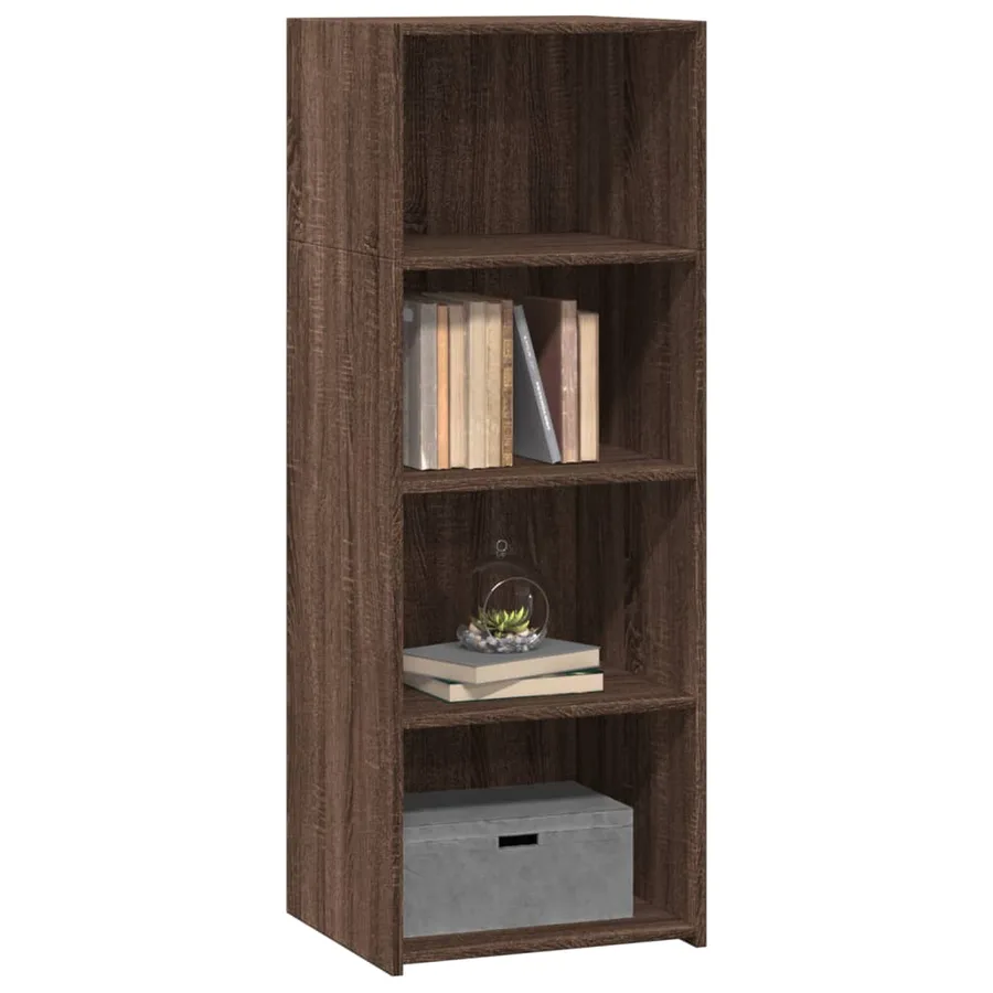 Buffet haut chêne marron 45x41x124 cm bois d'ingénierie - 3