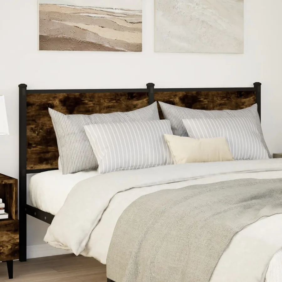 Tête de lit de remplacement chêne fumé 140 cm bois d'ingénierie et acier - 2