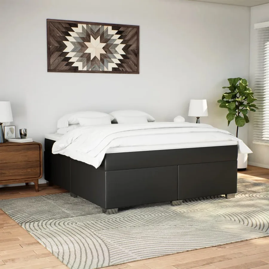 Sommier à lattes de lit avec matelas Noir 180x200 cm Similicuir - 3