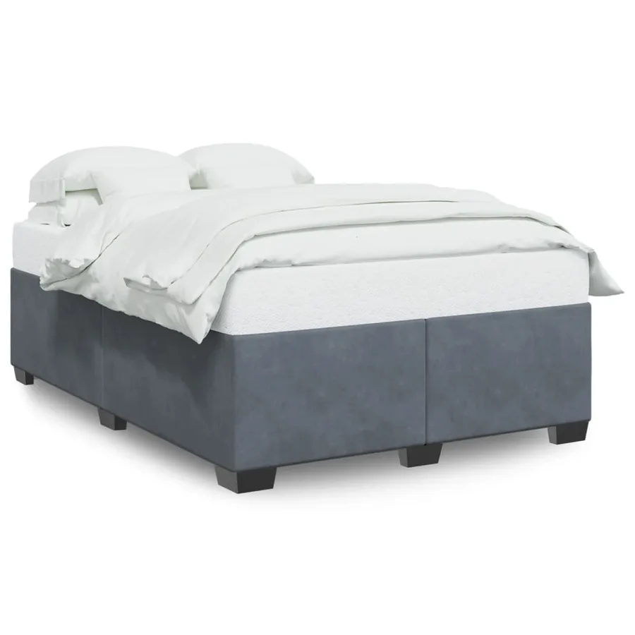 Cadre de lit sans matelas gris foncé 140x200 cm velours - 2