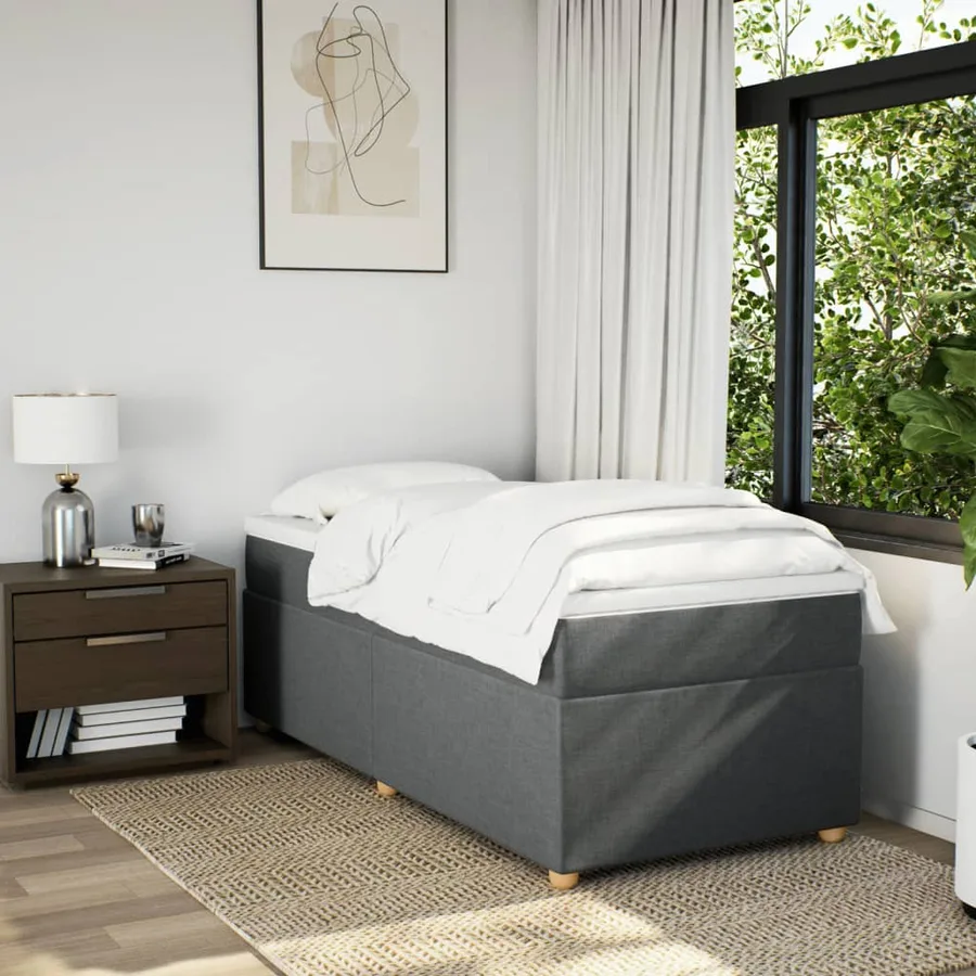 Sommier à lattes de lit avec matelas Gris foncé 100x200cm Tissu - 3