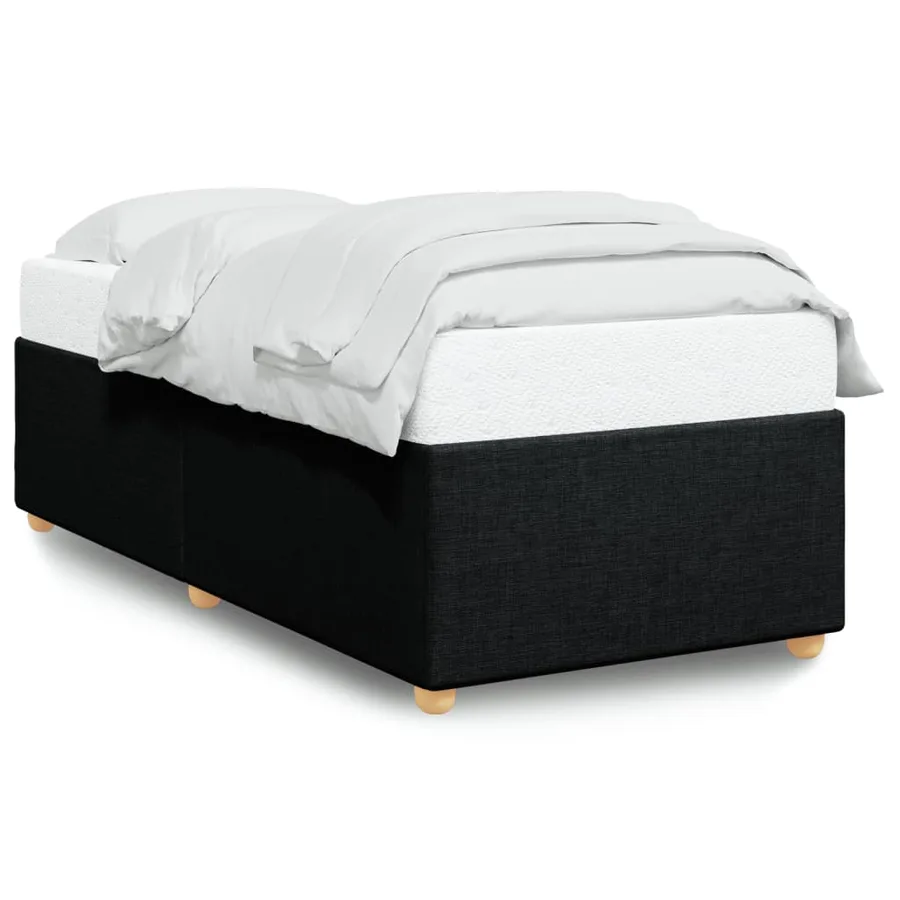 Cadre de lit sans matelas noir 90x200 cm tissu - 2