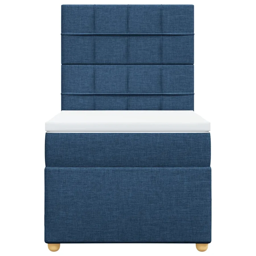 Sommier à lattes de lit avec matelas Bleu 100x200 cm Tissu - 4