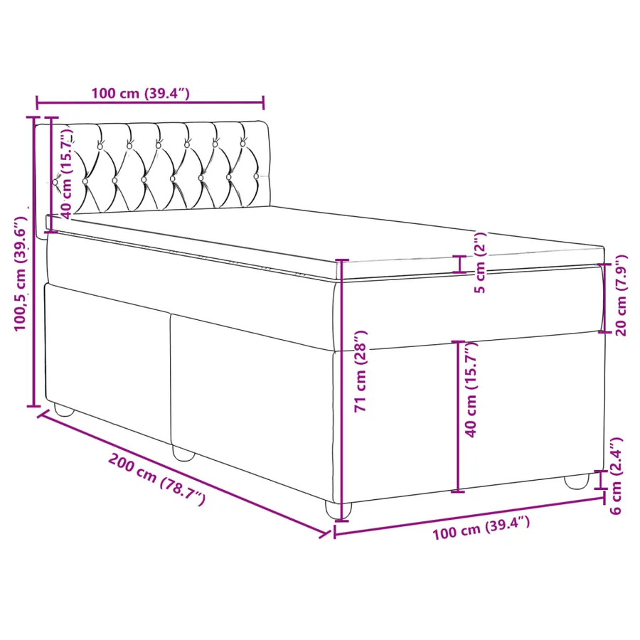 Sommier à lattes de lit avec matelas Marron foncé 100x200 cm - 13