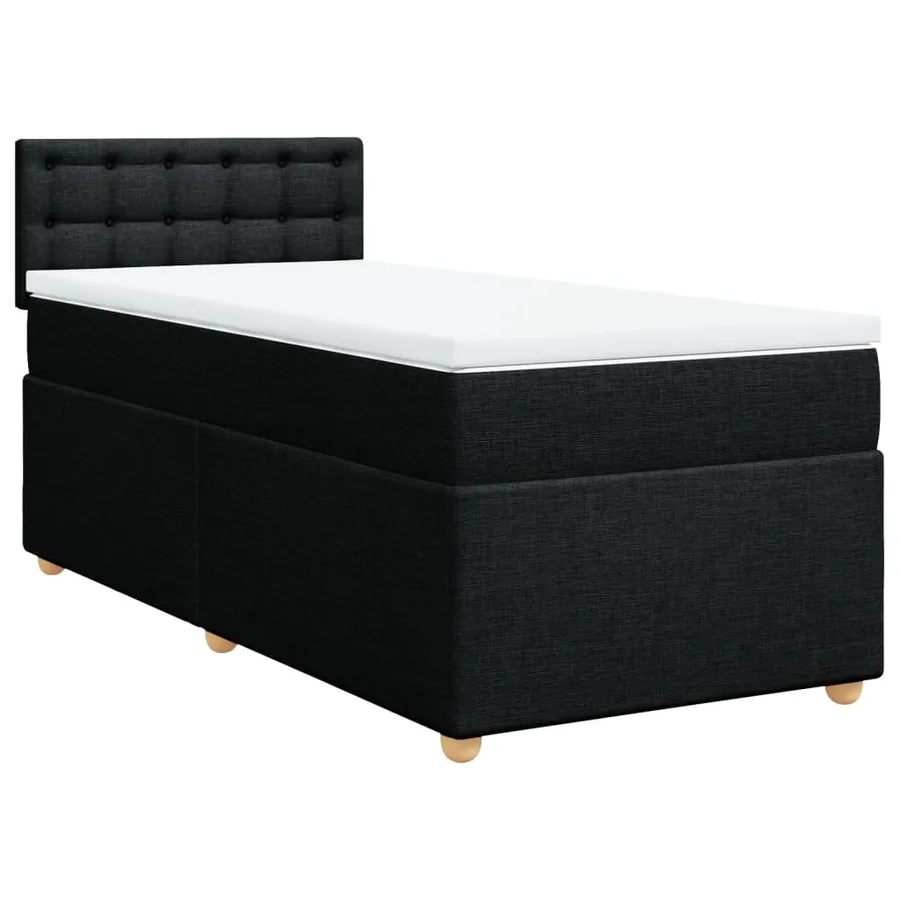 Sommier à lattes de lit avec matelas noir 90x190 cm simple tissu - 2