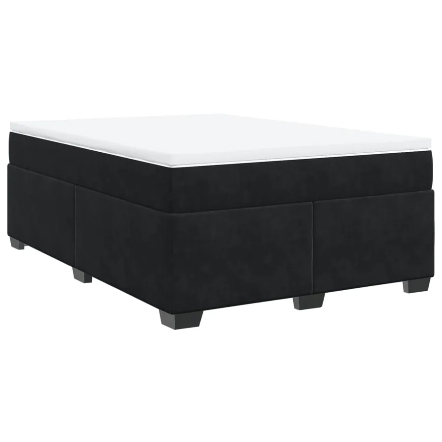 Sommier à lattes de lit avec matelas Noir 140x200 cm Velours - 2