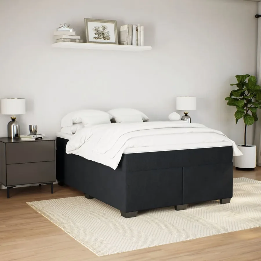 Sommier à lattes de lit avec matelas Noir 140x200 cm Velours - 3