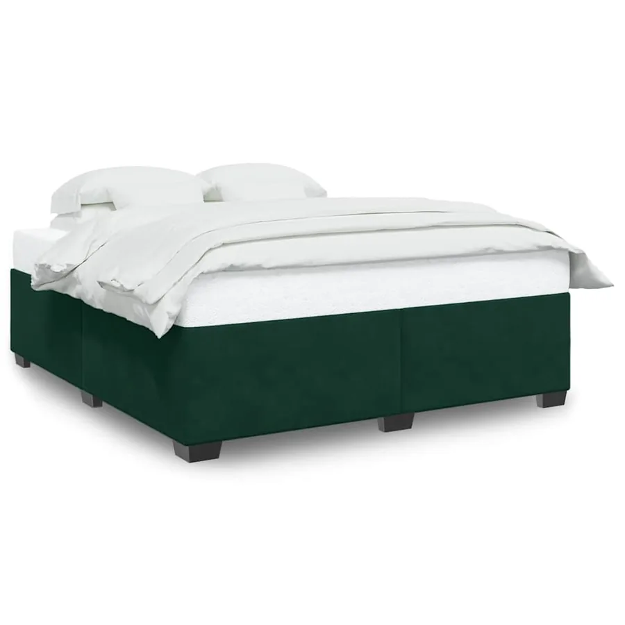 Cadre de lit sans matelas vert foncé 180x200 cm velours - 2
