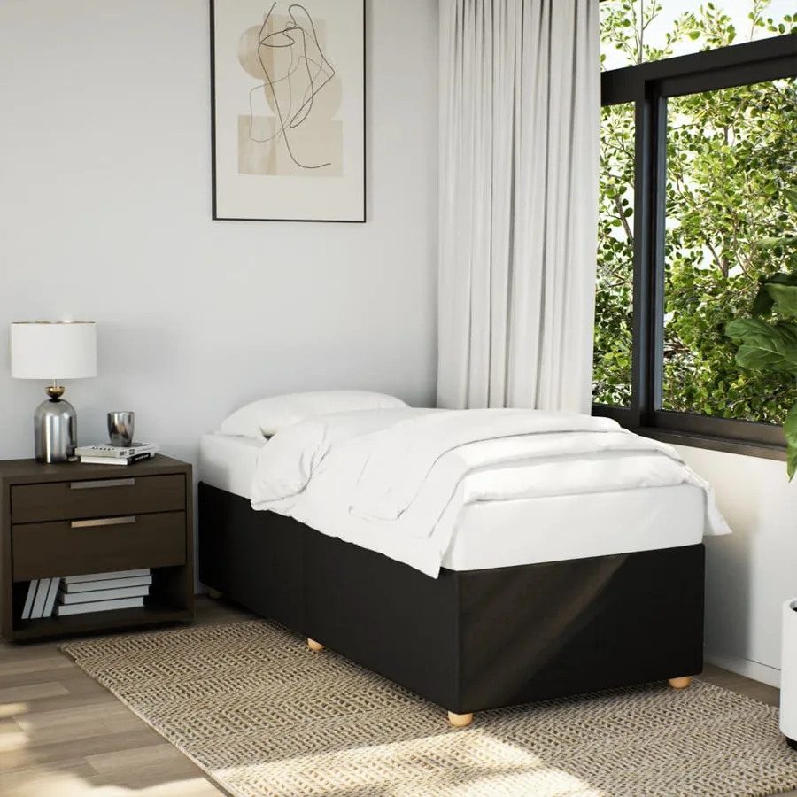 Cadre de lit sans matelas tissu noir simple