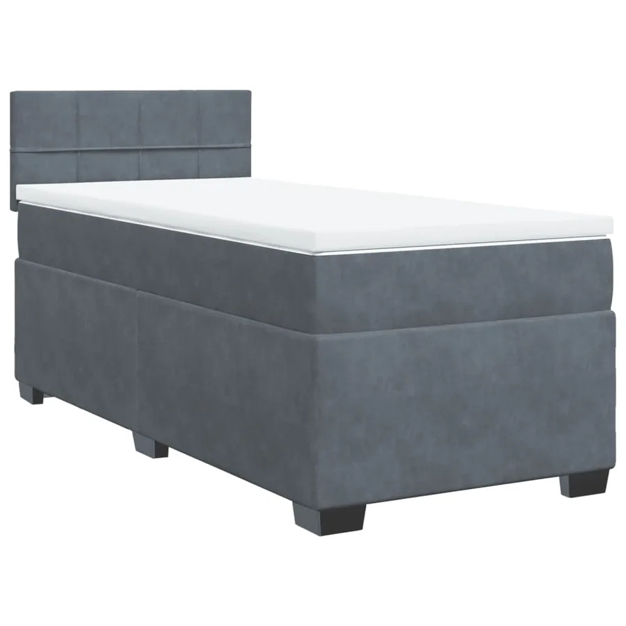 Sommier à lattes de lit et matelas Gris foncé 90x200 cm Velours - 3