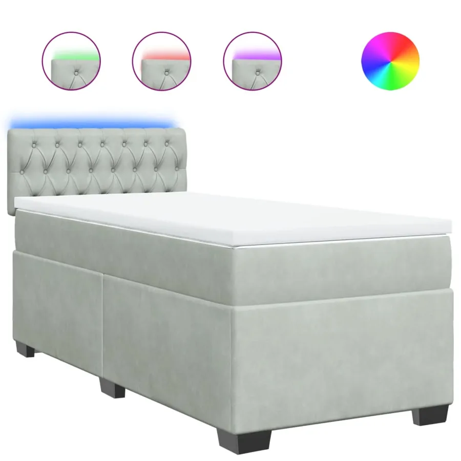 Sommier à lattes de lit et matelas Gris clair 90x200 cm Velours - 2