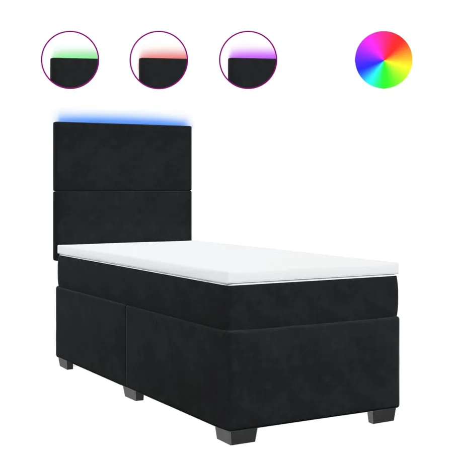Sommier à lattes de lit avec matelas Noir 90x200 cm Velours - 2