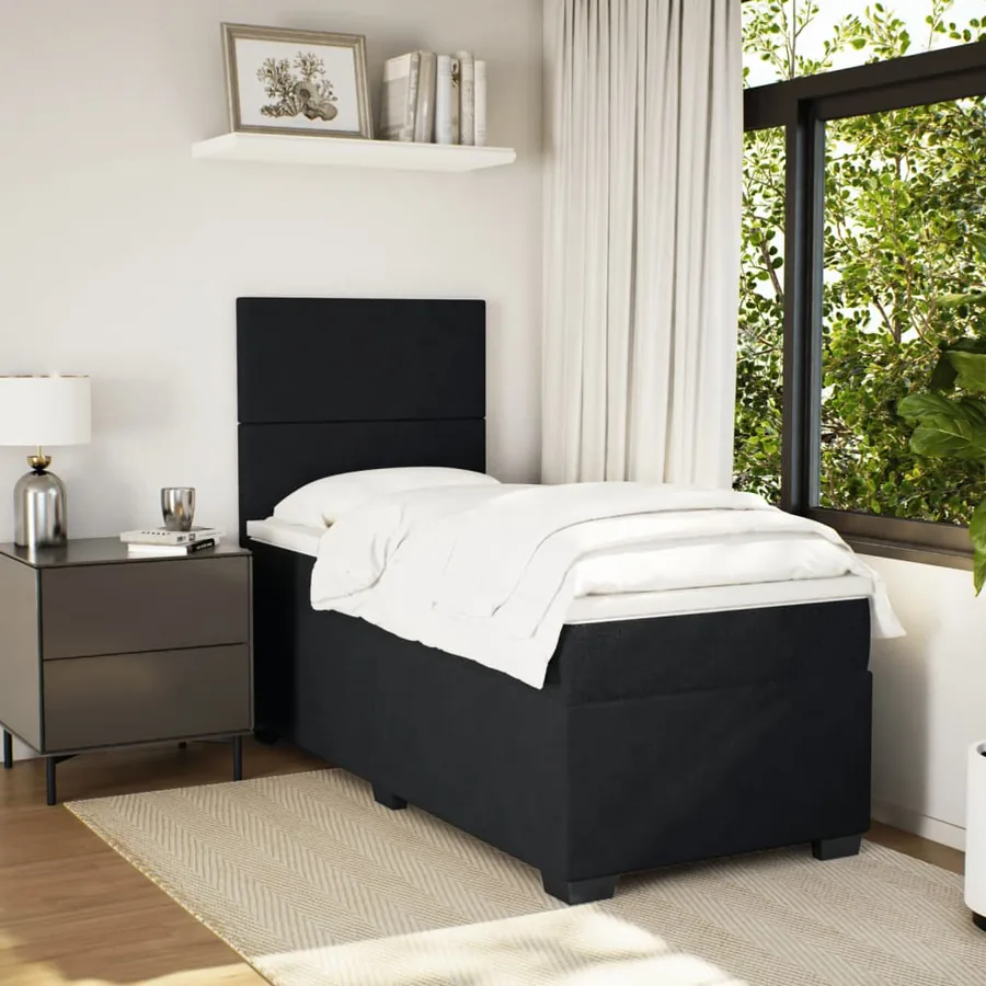 Sommier à lattes de lit avec matelas Noir 90x200 cm Velours - 3