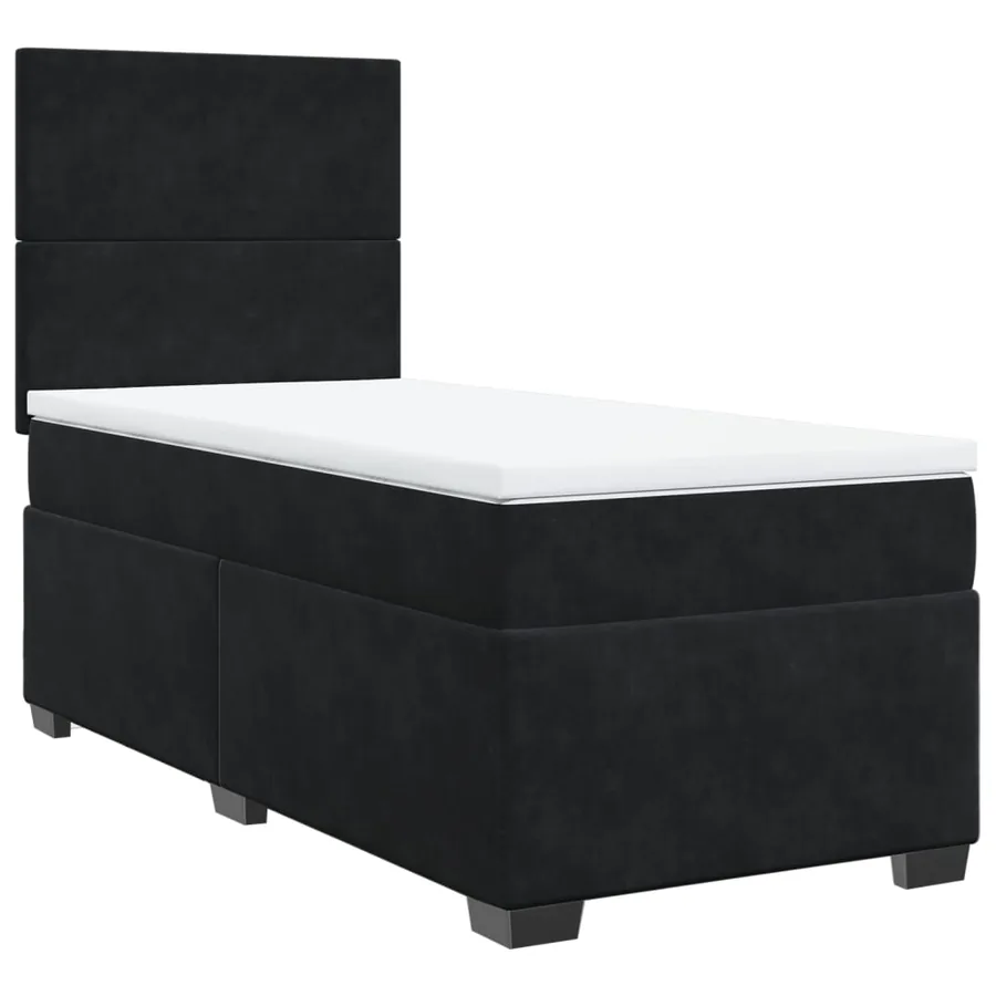 Sommier à lattes de lit avec matelas Noir 90x200 cm Velours - 5