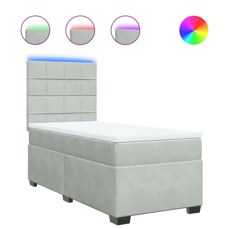 Sommier à lattes de lit et matelas Gris clair 90x200 cm Velours - 2