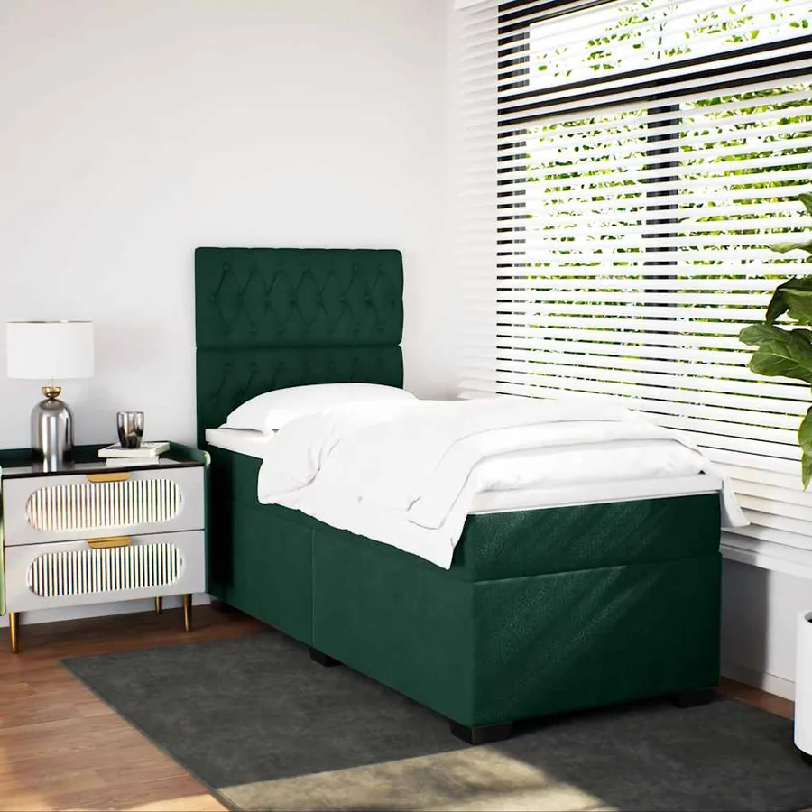 Sommier à lattes de lit avec matelas Vert foncé 90x200 cm - 4